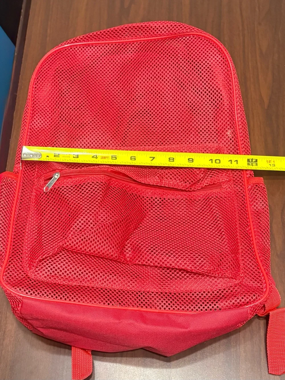 Red Mesh Backpack with Front Zip Pocket - Women’s Backpack